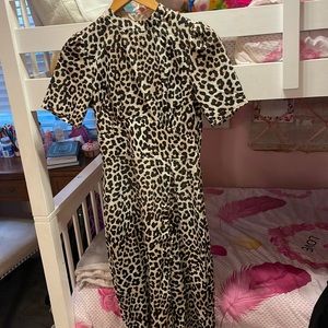 Leopard print mid dress with slit